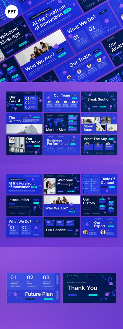 蓝色现代公司资料PPT模板 (PPT,PPTX)