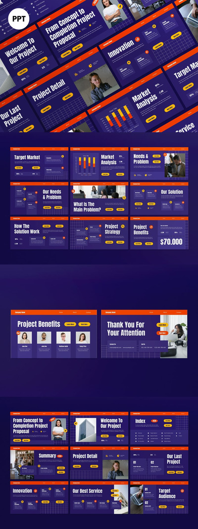 紫色现代业务提议PPT模板 (PPT,PPTX)