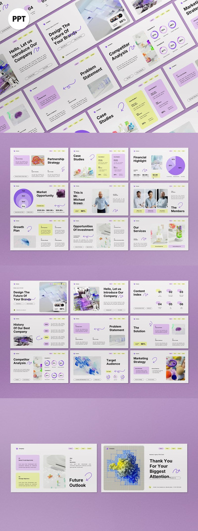 白紫色主题路演PPT模板 (PPT,PPTX)