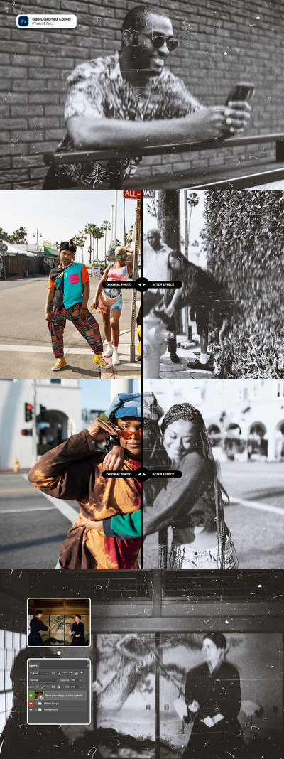 不良扭曲的复印机效果 (PSD)