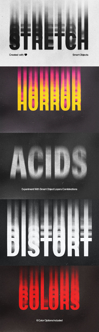 施乐拉伸文本效果 (PSD)