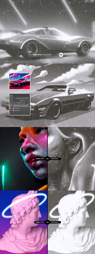 复古电影照片效果 (PSD)