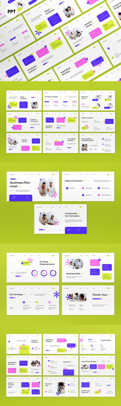 白色粉红色商业计划PPT模板 (PPT,PPTX)