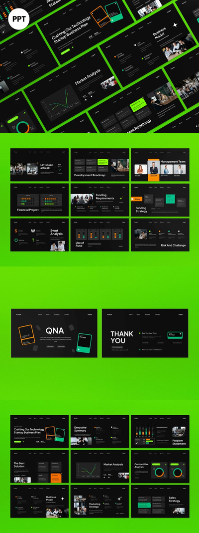 黑色绿色现代商业计划PPT模板 (PPT,PPTX)