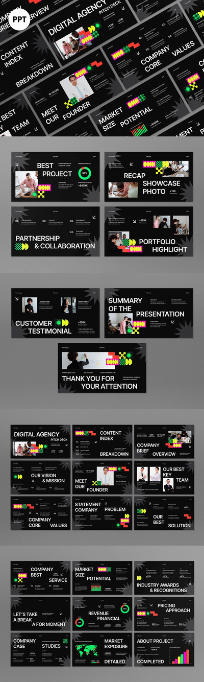 黑色创意路演PPT模板 (PPT,PPTX)