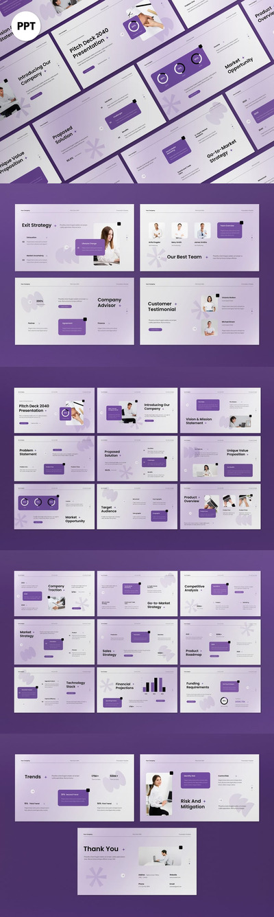 白色紫色梯度螺距路演PPT模板 (PPT,PPTX)