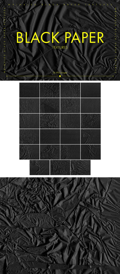 皱纹的黑纸纹理图案 (JPG)
