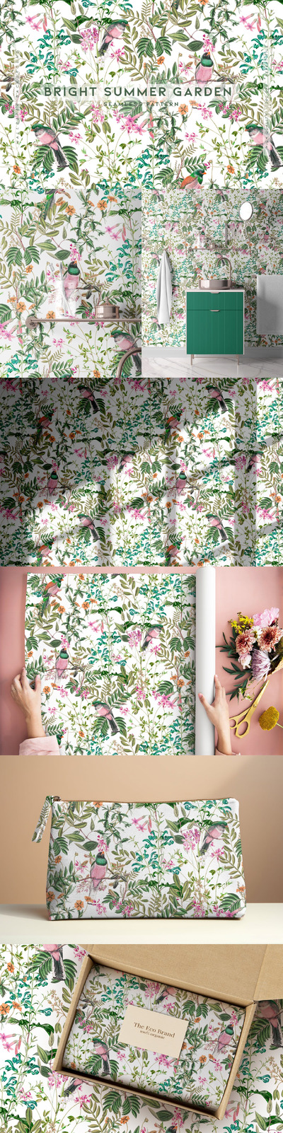 明亮的夏季花园图案 (JPG,PNG)