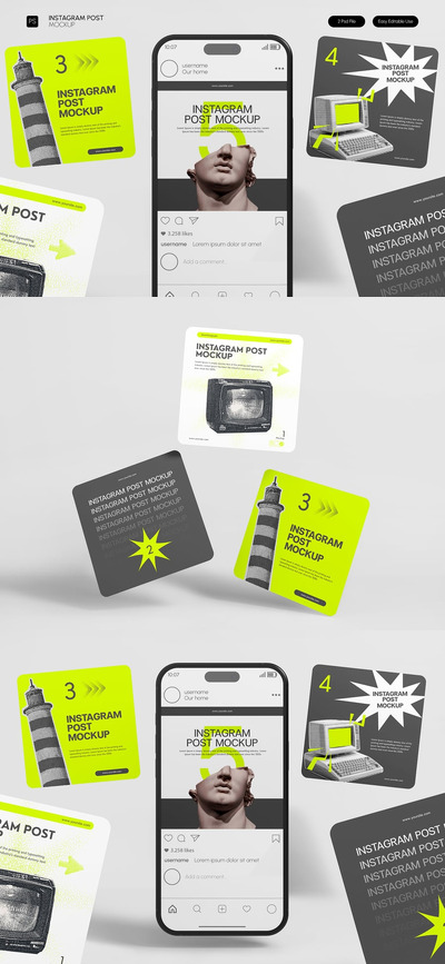 手机场景INS帖子模型样机 (PSD)