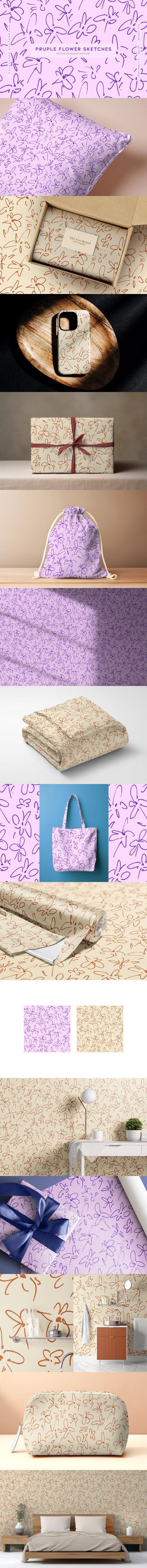 紫色花草图 (AI,EPS,JPG,SVG)