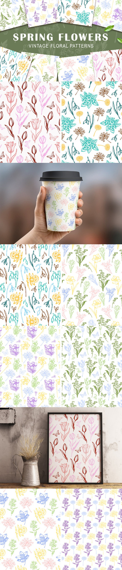 复古花卉图案 (EPS,JPG)