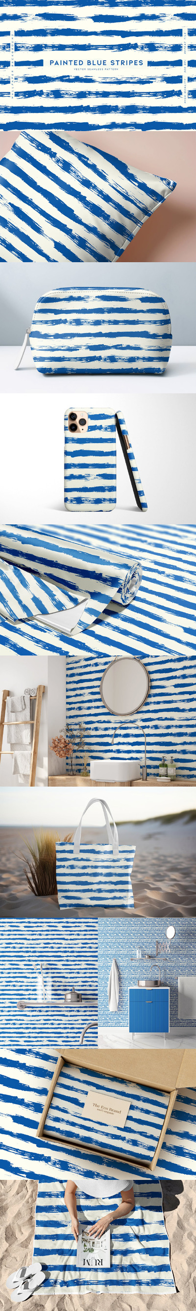 油漆的蓝色条纹图案 (AI,EPS,JPG,SVG)