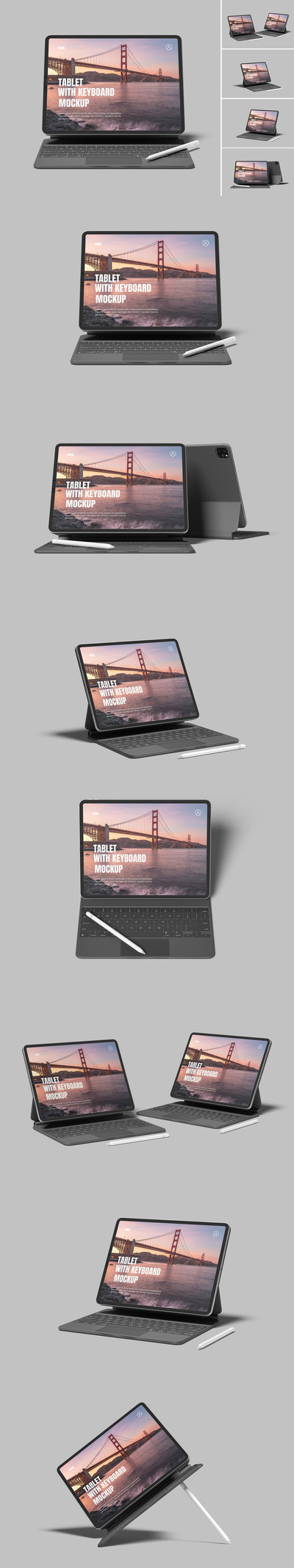 带有键盘模型的iPad Pro样机 (PSD,PDF)