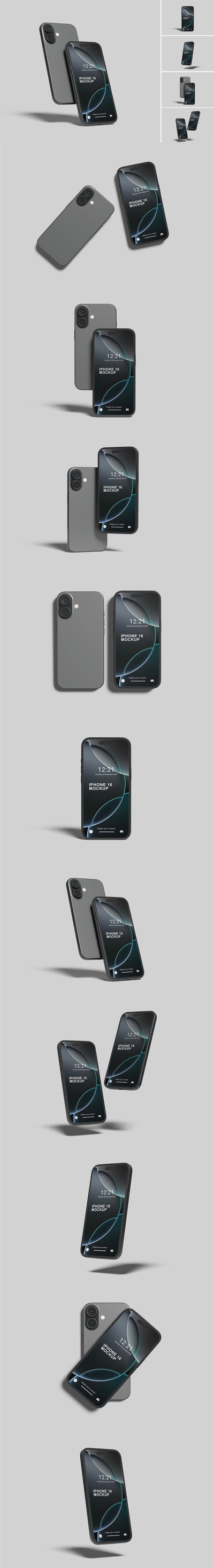 iPhone 16 手机模型样机 (PSD,PDF)