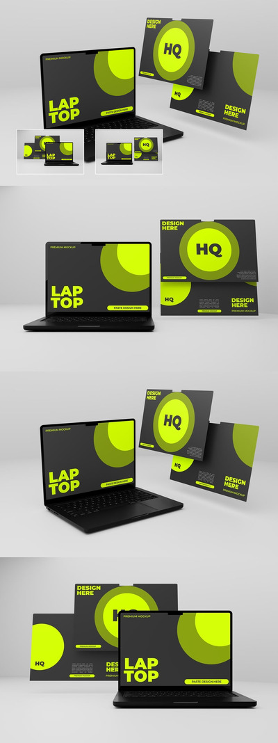 笔记本电脑屏幕网站模型样机 (PSD)