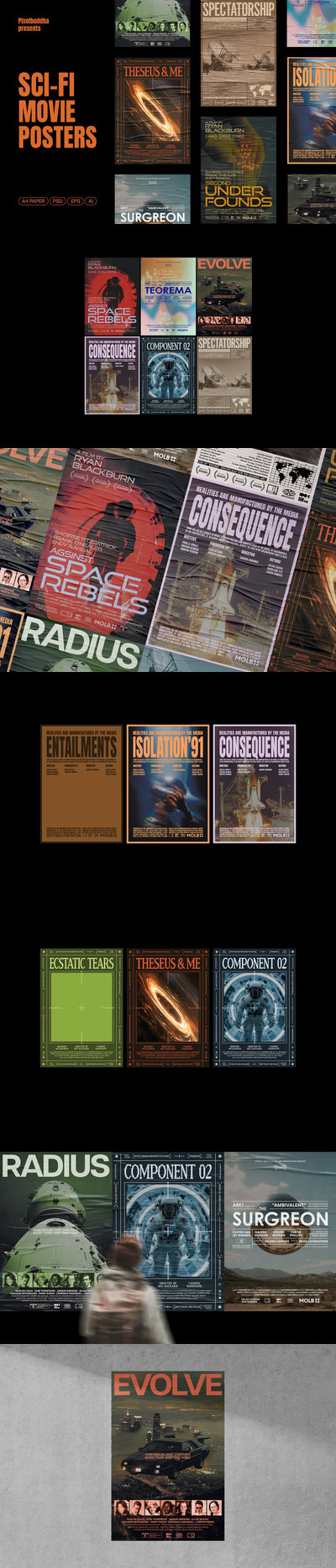 科幻电影海报样机 (AI,EPS,PSD)
