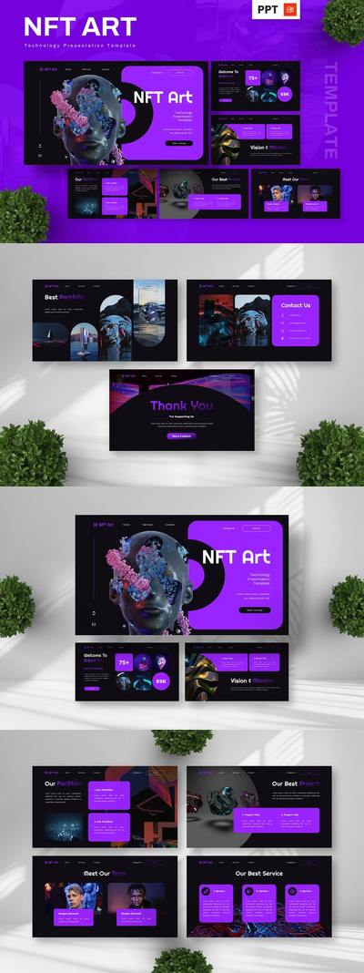 NFT艺术 - 技术PPT模板 (PPTX)