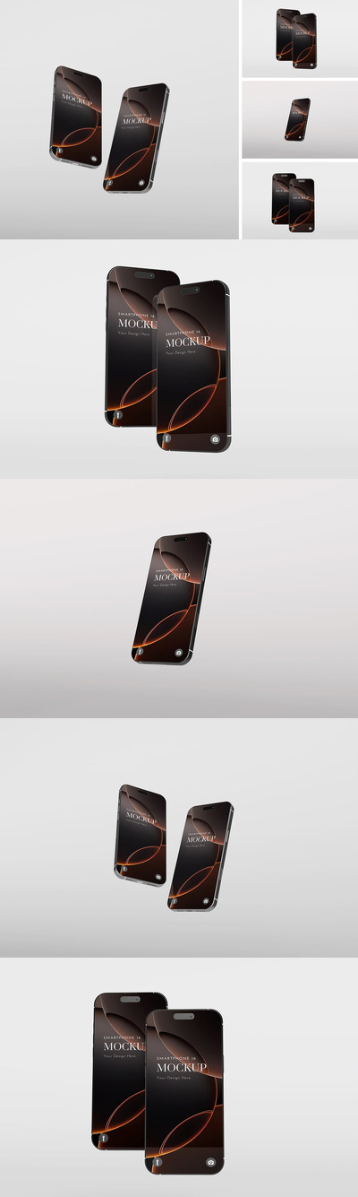 iPhone 16 Pro模型手机样机 (PSD,PDF)