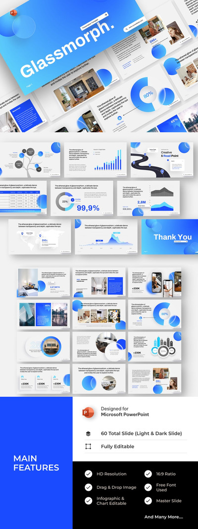 玻璃拟态未来风格PPT模板 (PPTX)