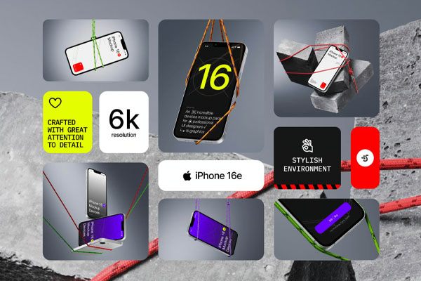 [3.7GB] 捆绑广告创意的iPhone 16e手机样机合集（PSD,Fig,Sketch）