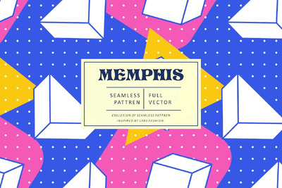 孟菲斯风格的无缝图案 (AI,EPS,JPG,PNG,PSD,SVG)