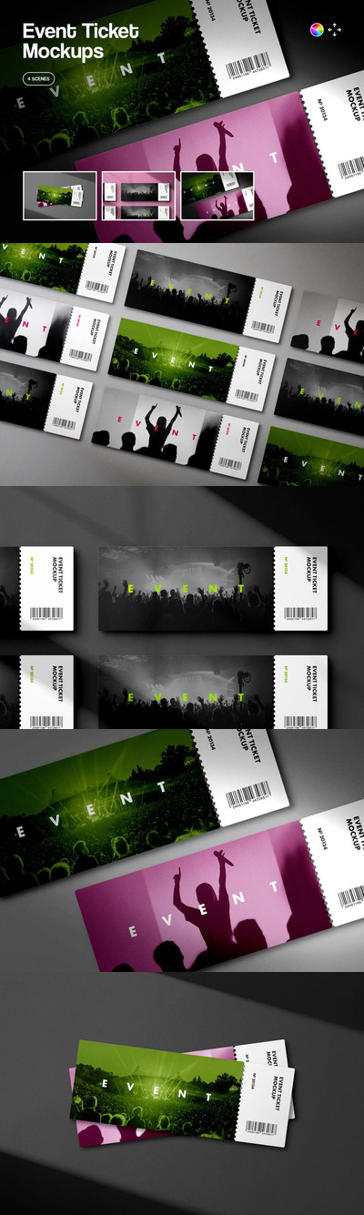 活动门票设计模型场景样机 (PSD)