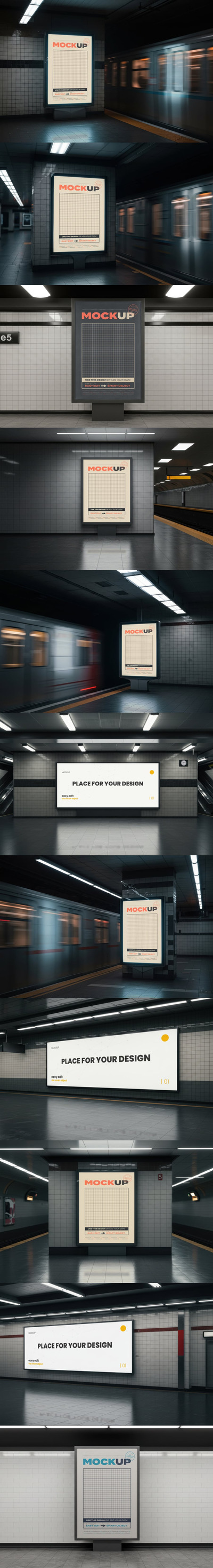 地铁站广告牌模型样机 (PSD)