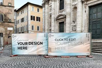 建筑工地横幅模型样机 (PSD)