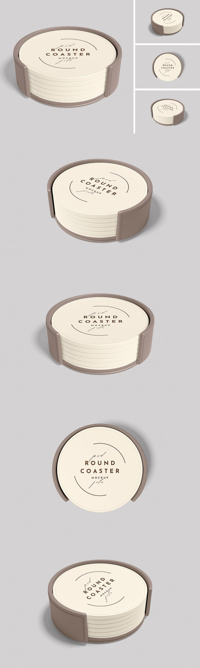 圆形杯垫设计样机 (PSD,PDF)