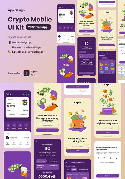 加密移动应用APP UI KIT (FIG)