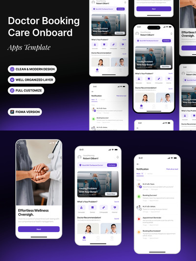 医生预订护理 - 移动应用APP UI KIT (FIG)