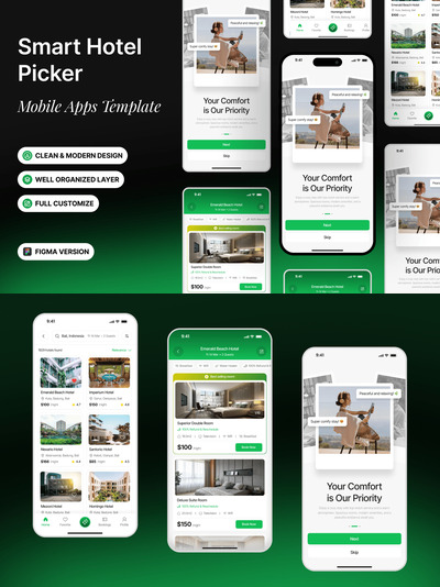 智能酒店选 移动应用APP UI KIT (FIG)