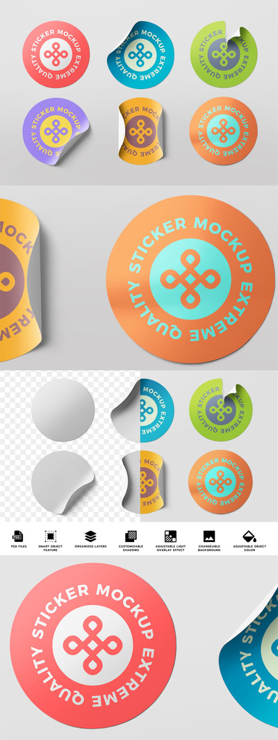 贴纸模型样机 (PSD)