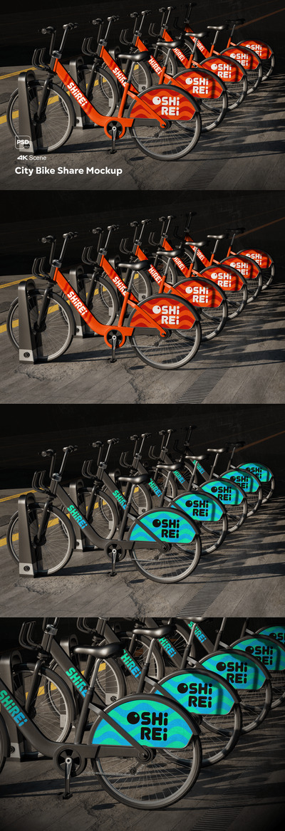 共享单车设计模型样机 (PSD)