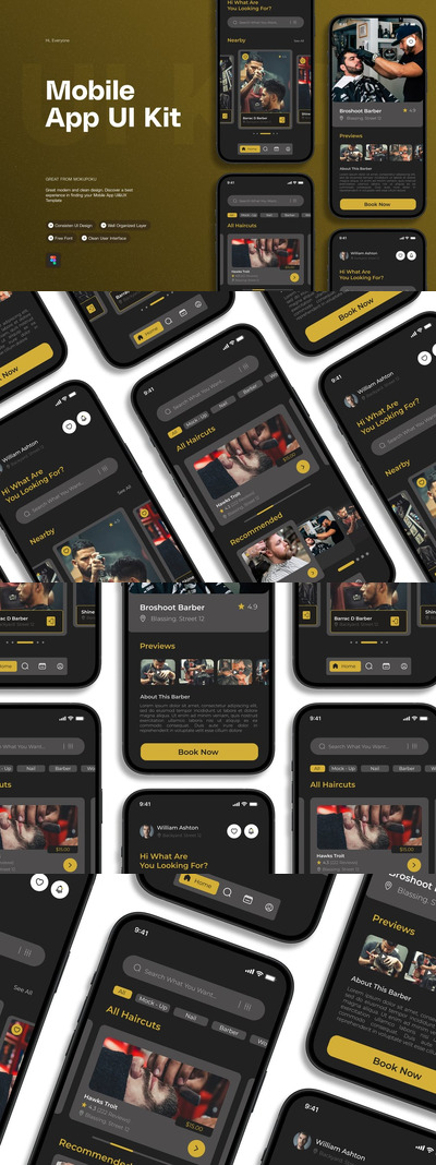 皇家理发师 - 移动应用APP UI KIT (FIG)
