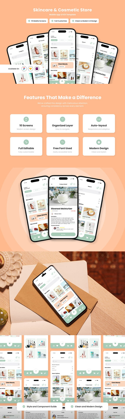 美容商店移动应用APP UI KIT (FIG,SKETCH,XD)