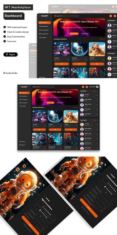 NFT市场仪表板网页模板 (FIG)