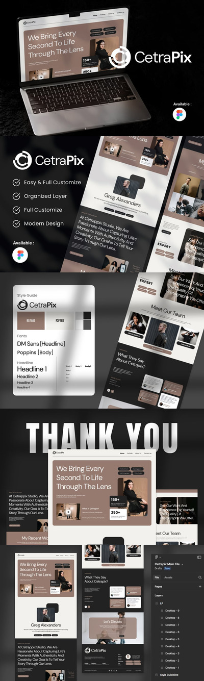商务风格的作品集着陆页网页模板 (FIG)