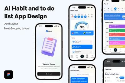 人工智能习惯并做列表应用APP UI KIT (FIG)