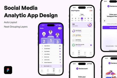 社交媒体数据分析应用APP UI KIT (FIG)