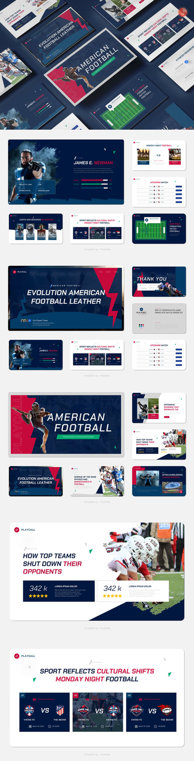 美式足球 PPT模板 (PPTX)