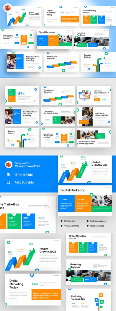 数字营销信息图表PPT模板 (PPTX)