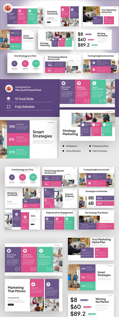 策略营销信息图表PPT模板 (PPTX)