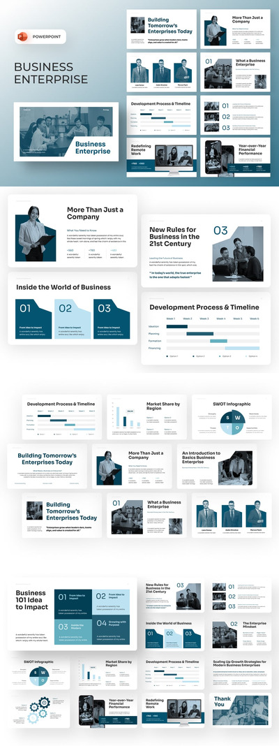 商业企业PPT模板 (PPTX)