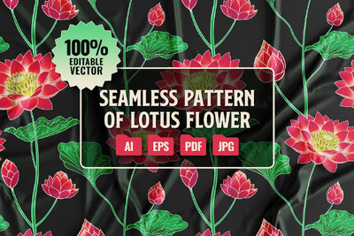 莲花的无缝图案 (AI,EPS,JPG,PDF)