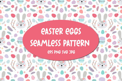 兔子的复活节图案 (EPS,JPG,PNG,SVG)