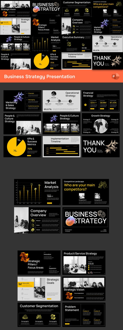 业务策略PPT模板 (PPTX)