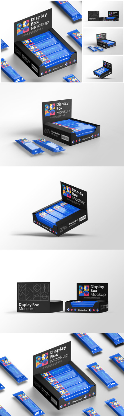 带有显示框的小吃吧包样机（独立包装） (PSD)