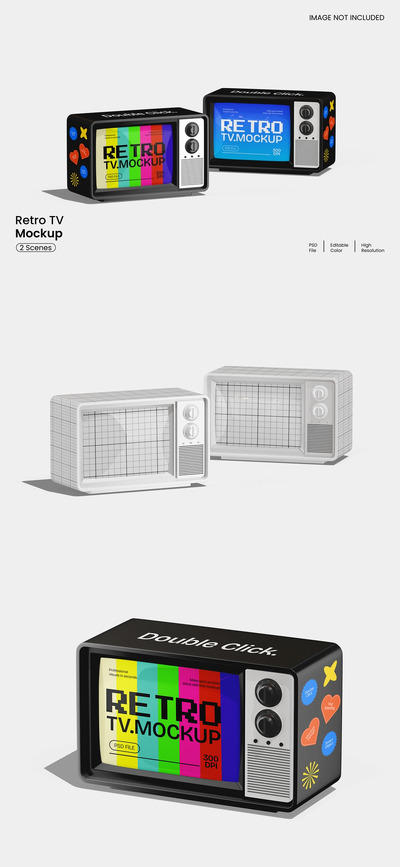 复古电视模型样机 (PSD)