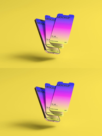 时尚的手机模型套装样机 (PSD)